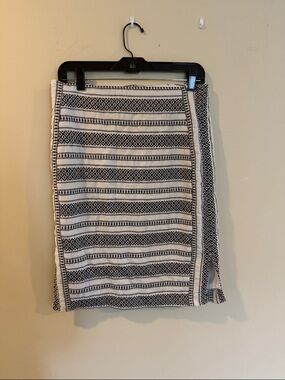 LOFT outlet Ivory and Black Geometric Skirt